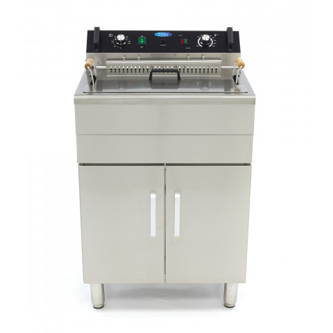 MAXIMA 35 Liter Tisch-Friteuse mit Fettablasshahn und Schrank