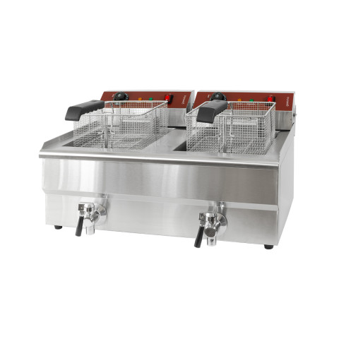 GAMMO elektrische Doppel Friteuse mit Fettablasshahn 10+10 Liter