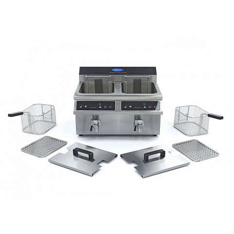 MAXIMA 2x8 Liter Induktions-Fritteuse mit Fettablasshahn DEMO