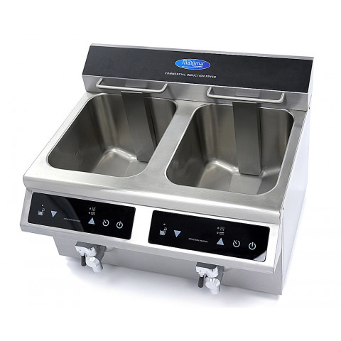 MAXIMA 2x8 Liter Induktions-Fritteuse mit Fettablasshahn DEMO