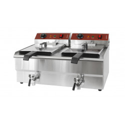 GAMMO elektrische Doppel Friteuse mit Fettablasshahn 16+16 Liter 5+5 kW